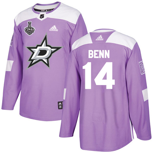 Men Adidas Dallas Stars #14 Jamie Benn Purple Authentic Fights Cancer 2020 Stanley Cup Final Stitched NHL Jersey